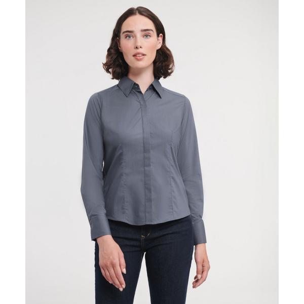 Women's long sleeve polycotton easycare fitted poplin shirt