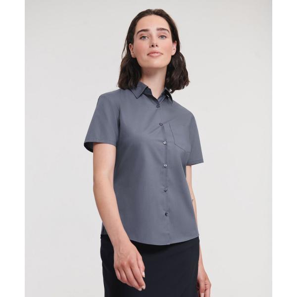 Women's short sleeve polycotton easycare poplin shirt