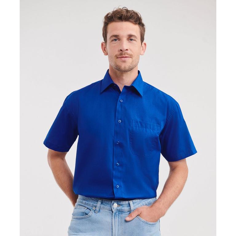 Short sleeve polycotton easycare poplin shirt