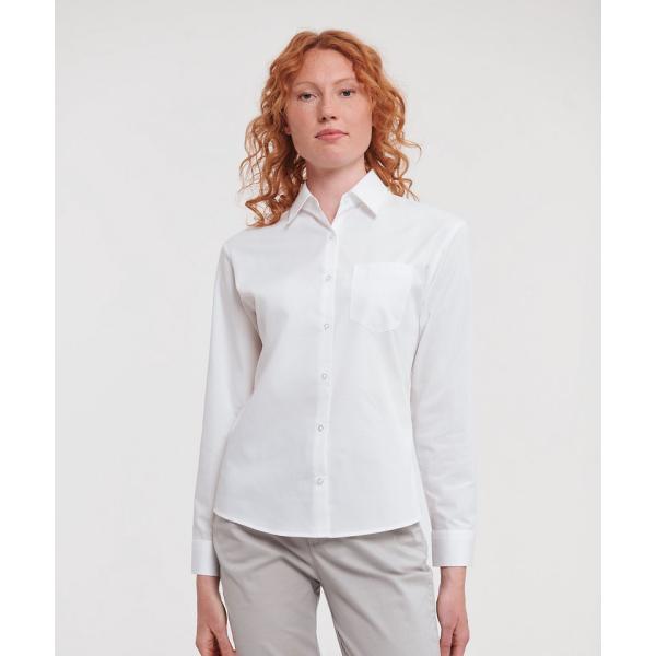 Women's long sleeve 100% cotton poplin shirt