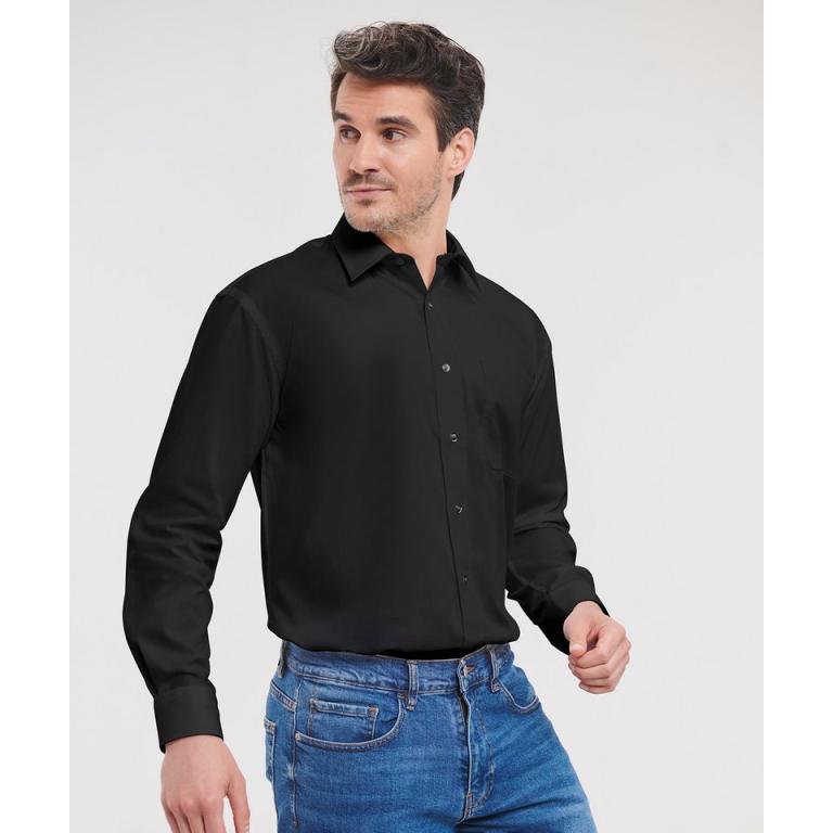 Long sleeve pure cotton easycare poplin shirt