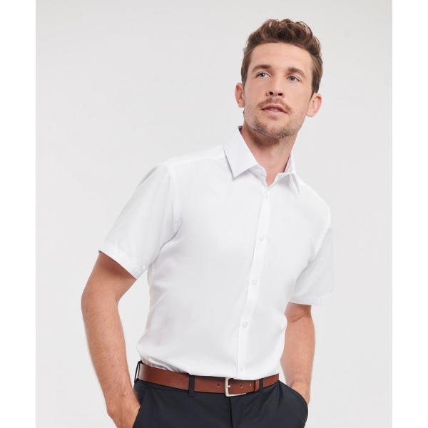 Short sleeve herringbone shirt