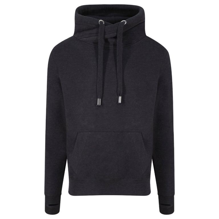 Cross neck hoodie Black Smoke