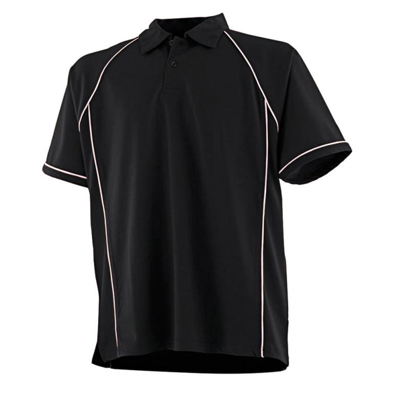 Piped performance polo Black/White