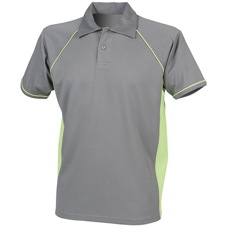 Piped performance polo Gunmetal Grey/Lime