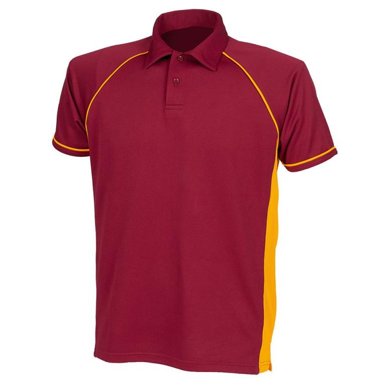 Piped performance polo Maroon/Amber/Amber