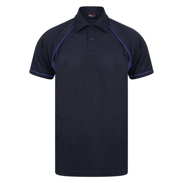 Piped performance polo Navy/Royal/Royal