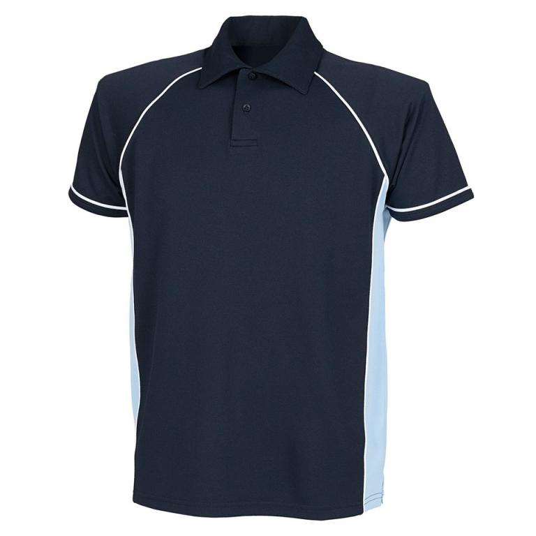 Piped performance polo Navy/Sky/White