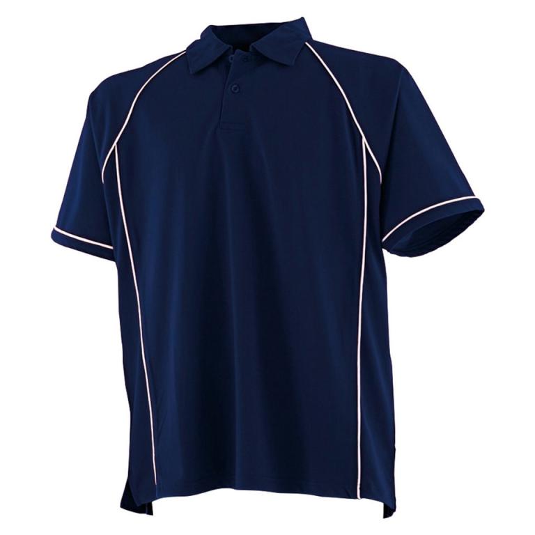 Piped performance polo Navy/White