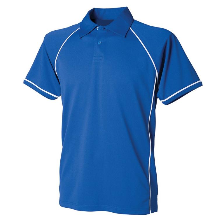 Piped performance polo Royal/White