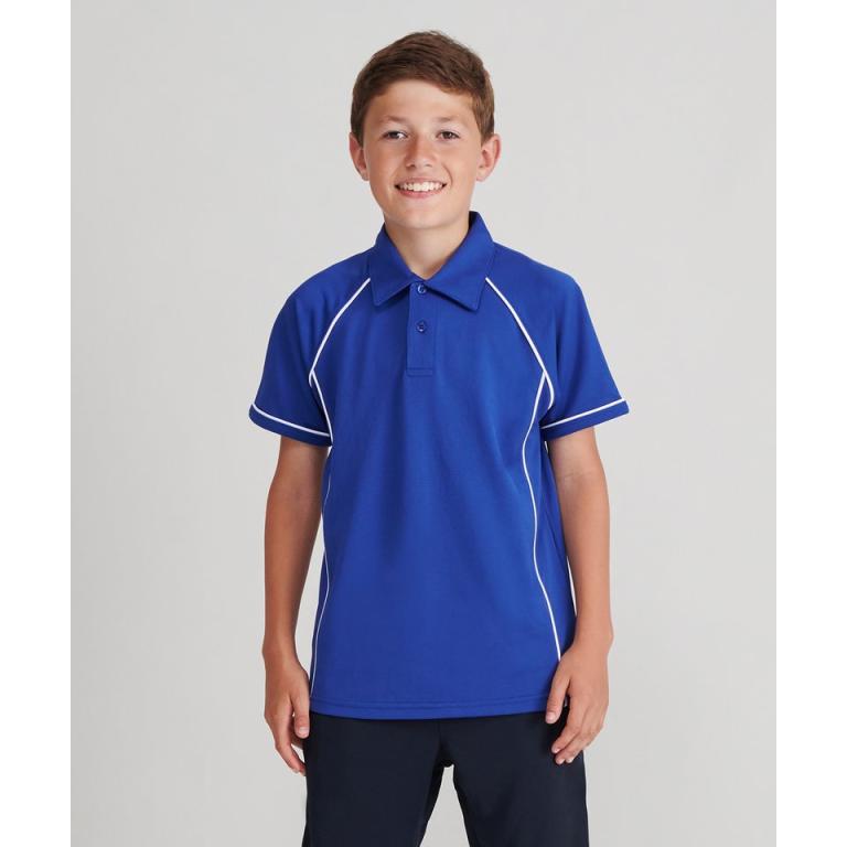 Kids piped performance polo