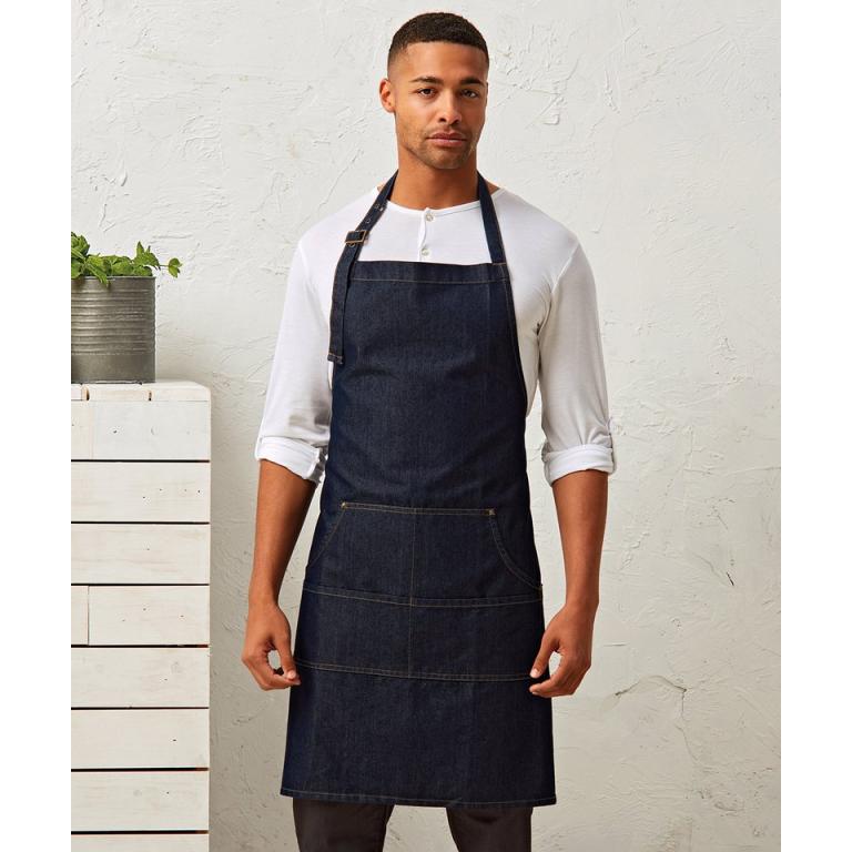 Jeans stitch bib apron