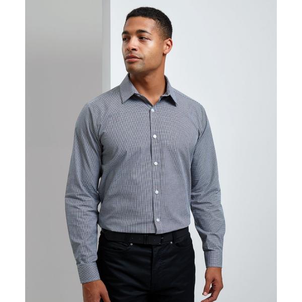 Microcheck (Gingham) long sleeve cotton shirt