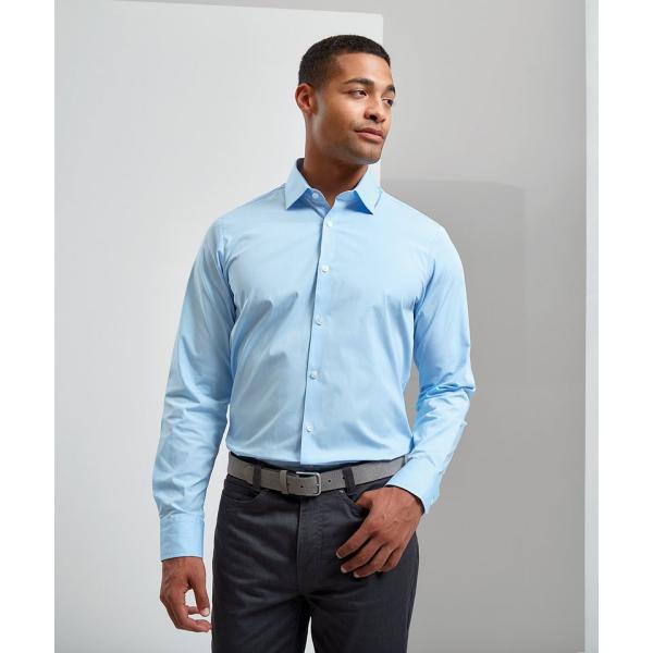 Stretch fit cotton poplin long sleeve shirt