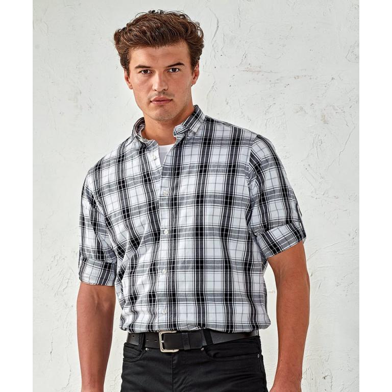 Ginmill check cotton long sleeve shirt