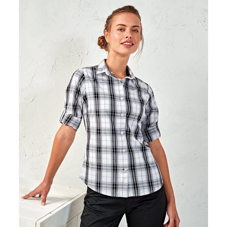 Women's Ginmill check cotton long sleeve shirt