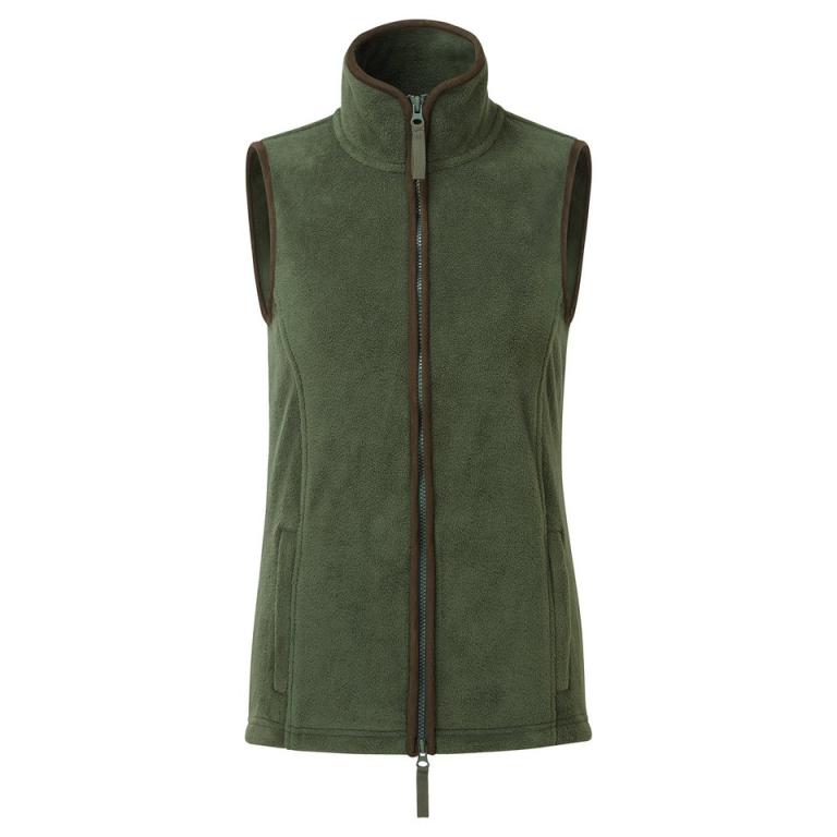 Women’s artisan fleece gilet Moss Green/Brown