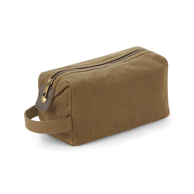 Heritage waxed canvas wash bag Desert Sand