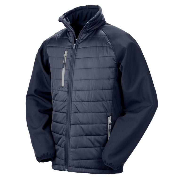 Black compass padded softshell jacket Navy/Grey