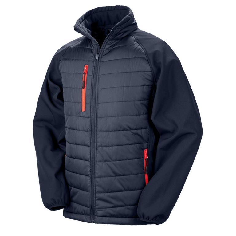 Black compass padded softshell jacket Navy/Red