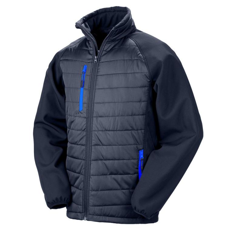 Black compass padded softshell jacket Navy/Royal