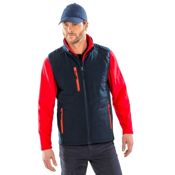 Black compass padded softshell gilet