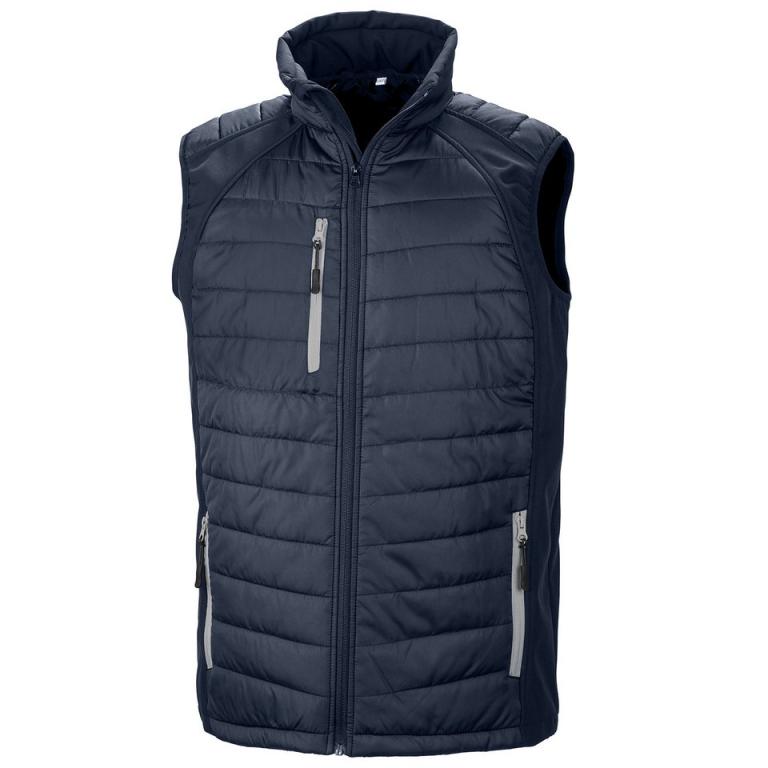 Black compass padded softshell gilet Navy/Grey