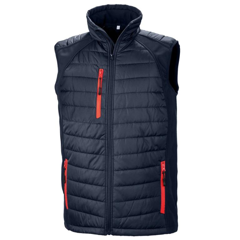 Black compass padded softshell gilet Navy/Red