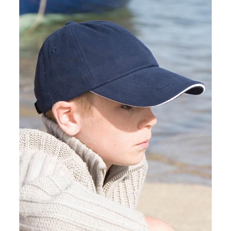 Junior low-profile heavy brushed cotton cap with sandwich peak