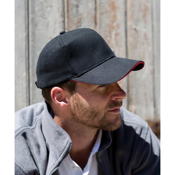 Pro-style heavy cotton cap with sandwich peak