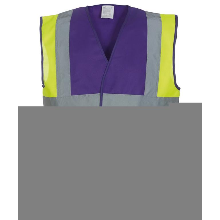 Hi-vis 2-band-and-braces waistcoat (HVW100) Purple Yoke/Yellow