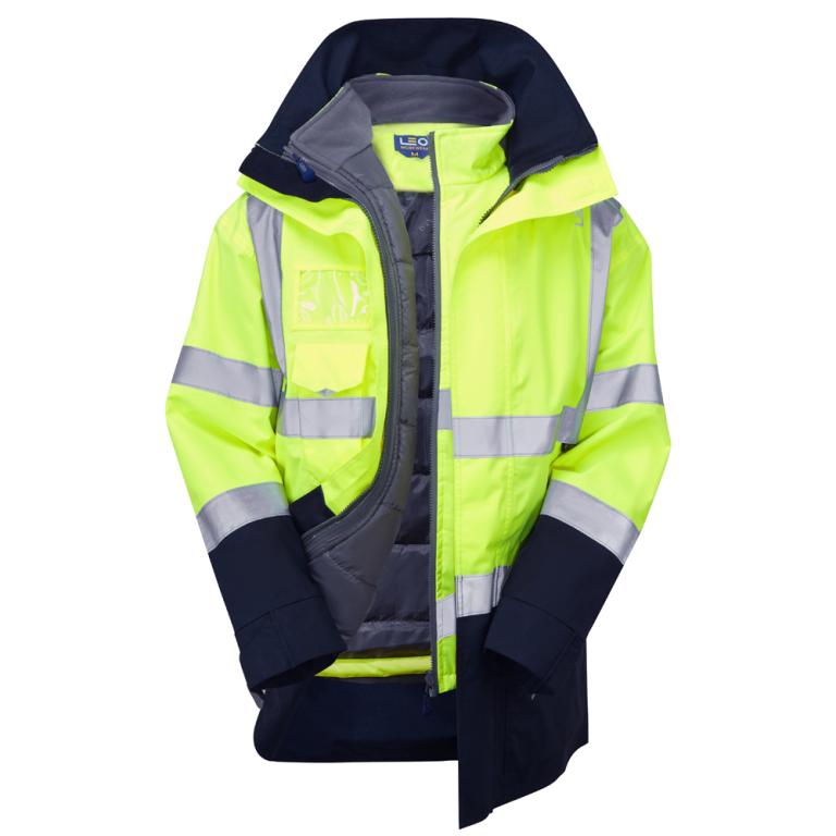 CLOVELLY + TORRINGTON Leo 3-in-1 Anorak + Bodywarmer HV YELLOW/NAVY