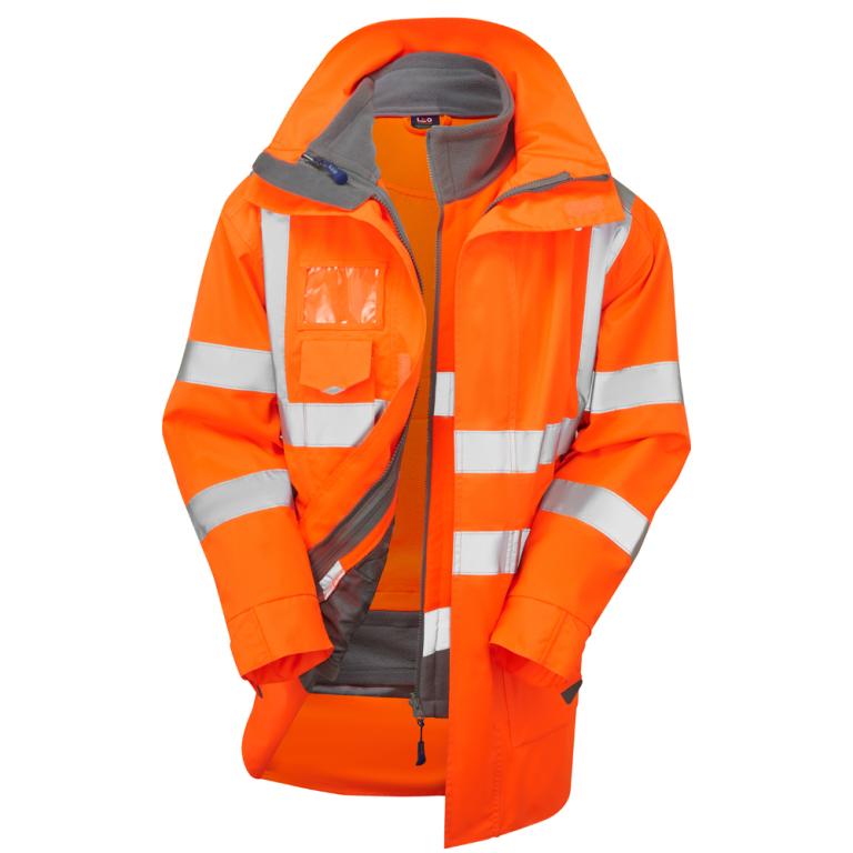 CLOVELLY + HARTLAND Leo 3-in-1 Anorak + Fleece Jacket HV ORANGE