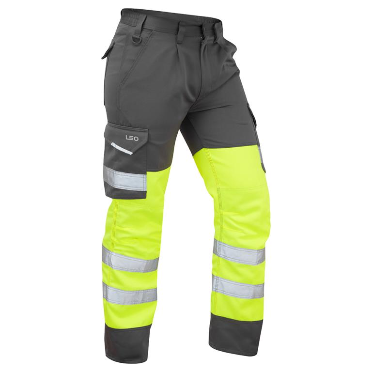 BIDEFORD Leo EcoViz Poly/Cotton Cargo Trouser HV YELLOW/GREY