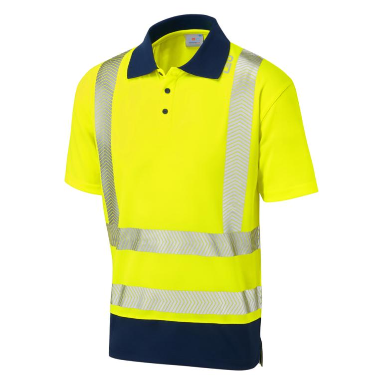 MORTEHOE Leo EcoViz Performance+ Dual Colour Polo Shirt HV YELLOW/NAVY