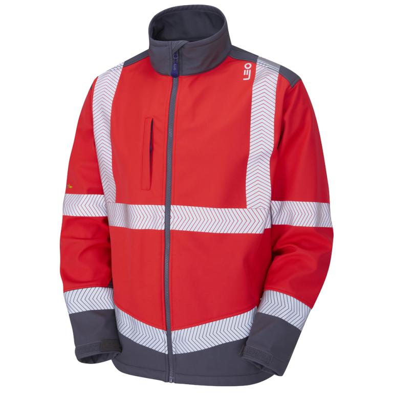 BOWDEN Leo EcoViz Softshell Jacket HV RED/GREY