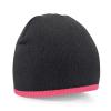 Two-tone pull-on beanie Black/Fluorescent Pink