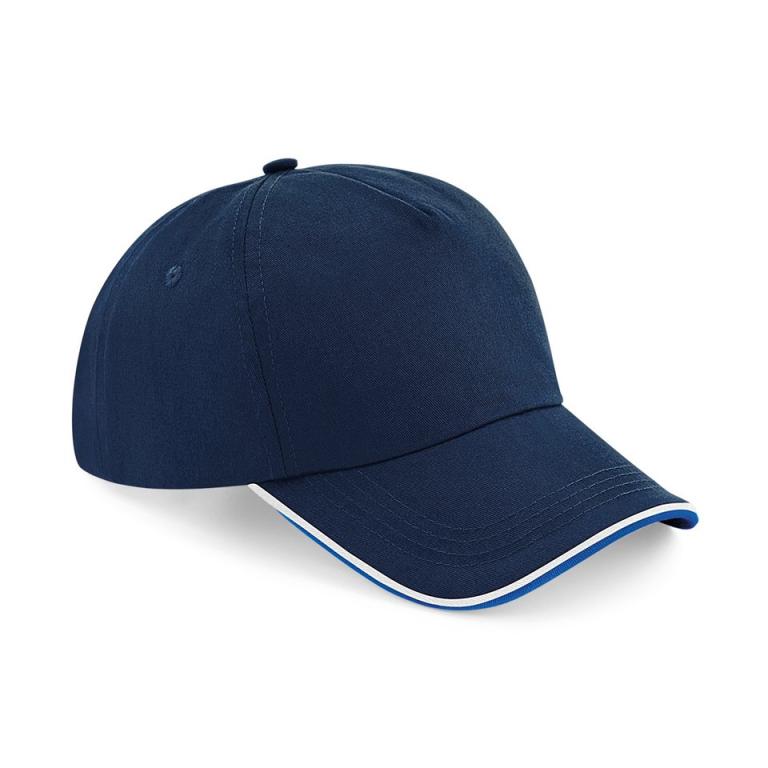 Authentic 5-panel cap - piped peak French Navy/Bright Royal/Whte