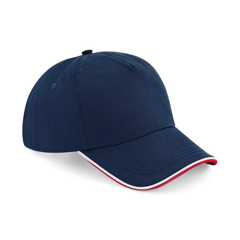 Authentic 5-panel cap - piped peak French Navy/Classic Red/White