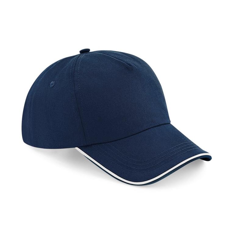 Authentic 5-panel cap - piped peak French Navy/White