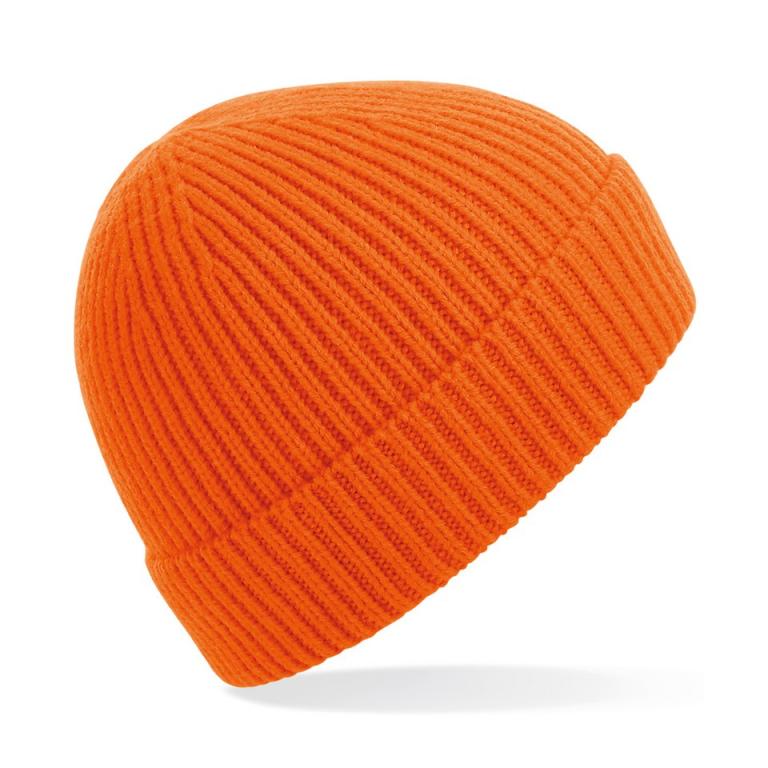 Engineered knit ribbed beanie Orange