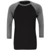 Unisex triblend ¾ sleeve baseball t-shirt Black/Deep Heather