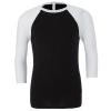 Unisex triblend ¾ sleeve baseball t-shirt Black/White