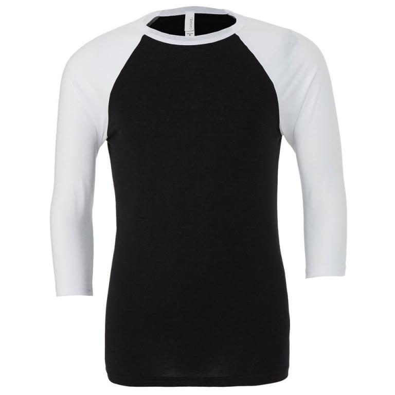 Unisex triblend ¾ sleeve baseball t-shirt Black/White