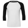 Unisex triblend ¾ sleeve baseball t-shirt White/Black