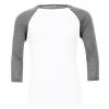 Unisex triblend ¾ sleeve baseball t-shirt White/Deep Heather