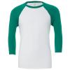 Unisex triblend ¾ sleeve baseball t-shirt White/Kelly