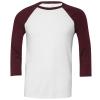 Unisex triblend ¾ sleeve baseball t-shirt White/Maroon