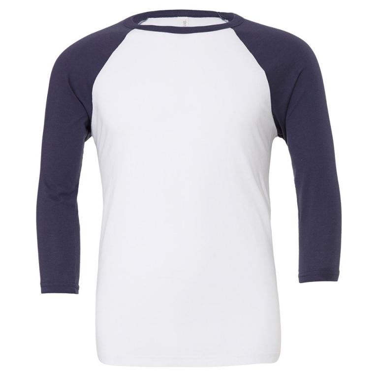 Unisex triblend ¾ sleeve baseball t-shirt White/Navy