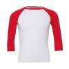 Unisex triblend ¾ sleeve baseball t-shirt White/Red
